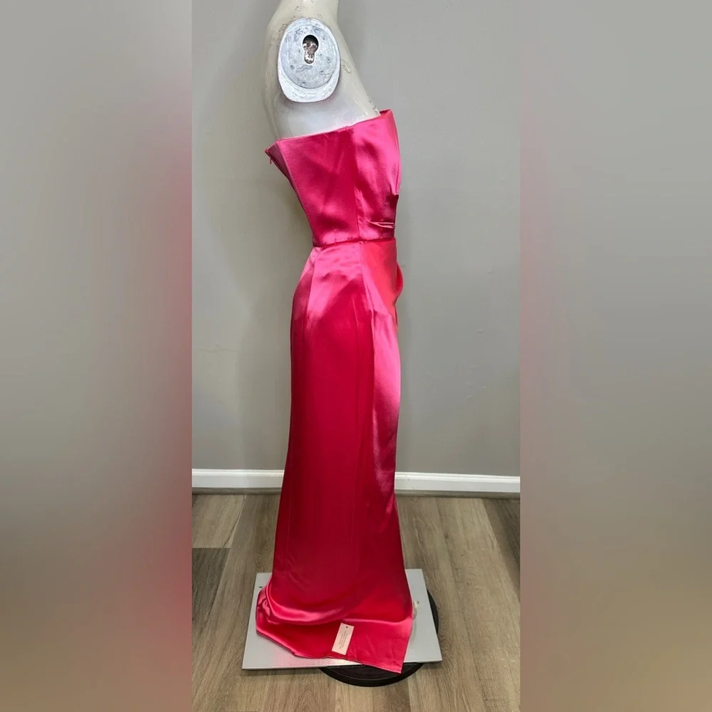 Sau Lee Priyanka Strapless Satin Gown US 4 $495 - Picture 8 of 11